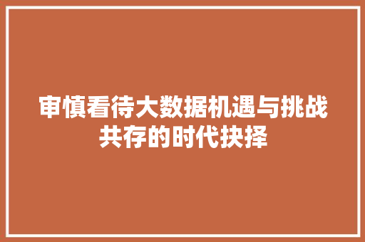 审慎看待大数据机遇与挑战共存的时代抉择  第1张