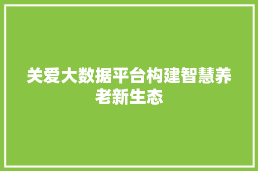关爱大数据平台构建智慧养老新生态