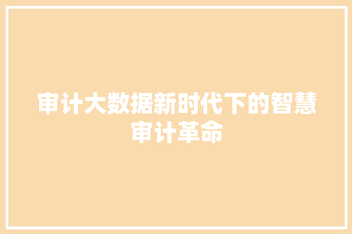 审计大数据新时代下的智慧审计革命  第1张