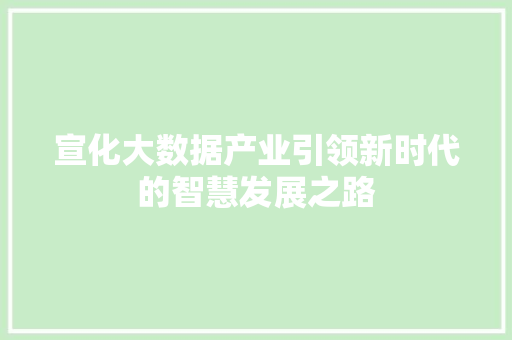 宣化大数据产业引领新时代的智慧发展之路  第1张