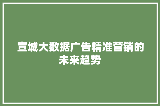 宣城大数据广告精准营销的未来趋势