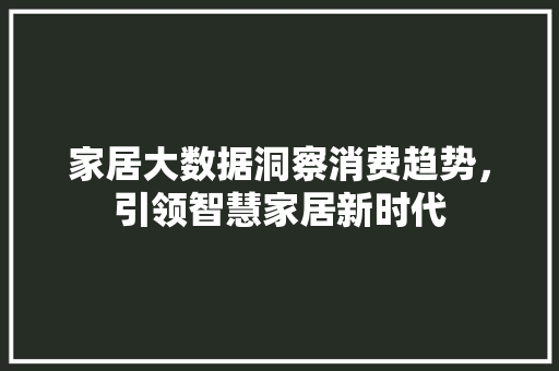 家居大数据洞察消费趋势，引领智慧家居新时代