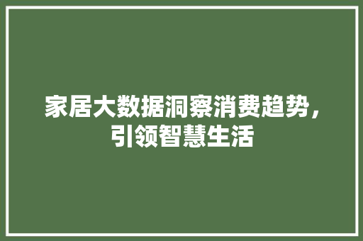 家居大数据洞察消费趋势，引领智慧生活  第1张