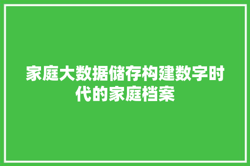 家庭大数据储存构建数字时代的家庭档案  第1张