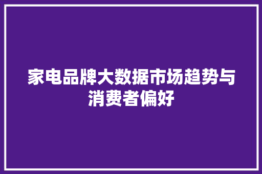 家电品牌大数据市场趋势与消费者偏好