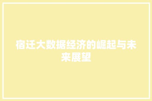 宿迁大数据经济的崛起与未来展望  第1张