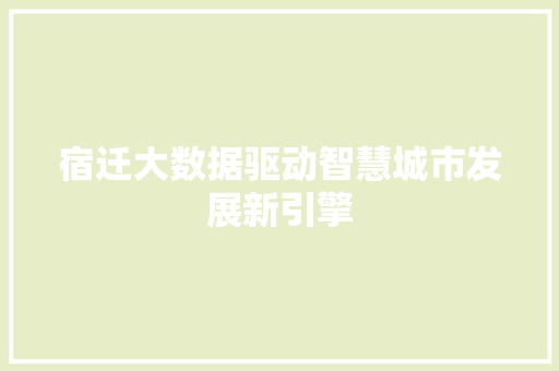 宿迁大数据驱动智慧城市发展新引擎  第1张