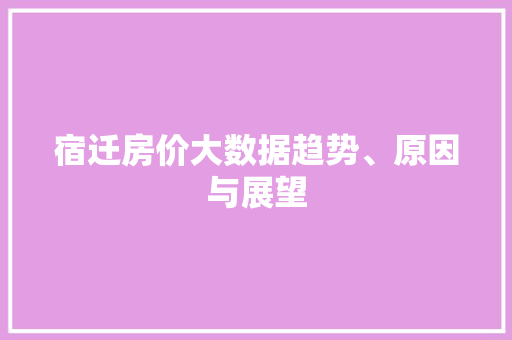 宿迁房价大数据趋势、原因与展望