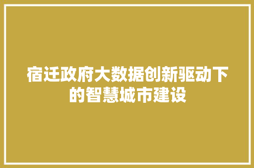 宿迁政府大数据创新驱动下的智慧城市建设