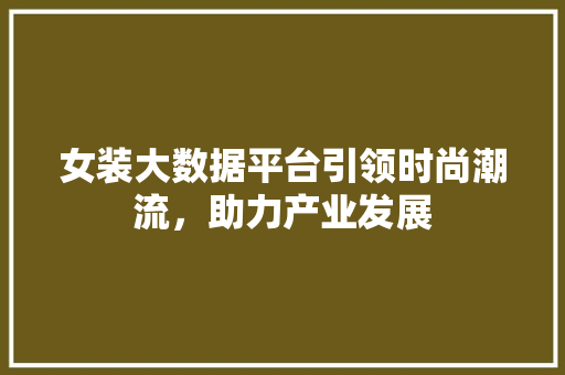 女装大数据平台引领时尚潮流，助力产业发展  第1张