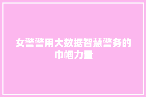 女警警用大数据智慧警务的巾帼力量  第1张