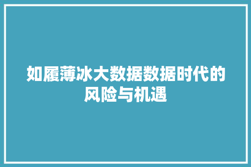 如履薄冰大数据数据时代的风险与机遇  第1张