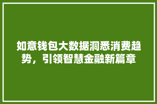 如意钱包大数据洞悉消费趋势，引领智慧金融新篇章  第1张