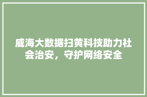 威海大数据扫黄科技助力社会治安，守护网络安全
