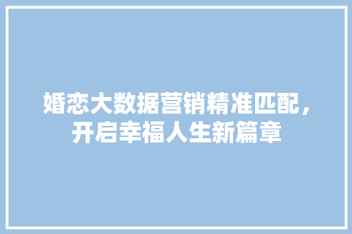 婚恋大数据营销精准匹配，开启幸福人生新篇章  第1张