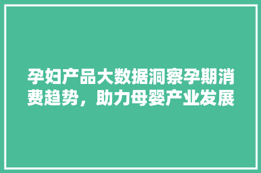 孕妇产品大数据洞察孕期消费趋势，助力母婴产业发展