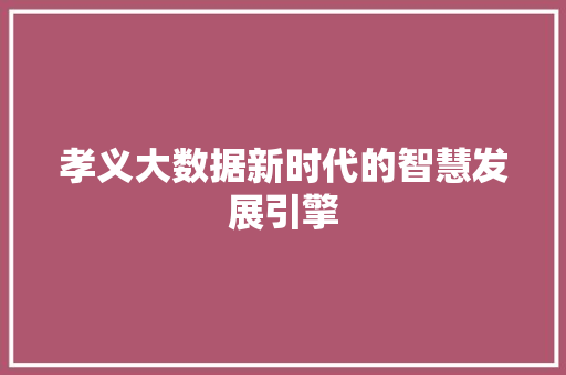 孝义大数据新时代的智慧发展引擎