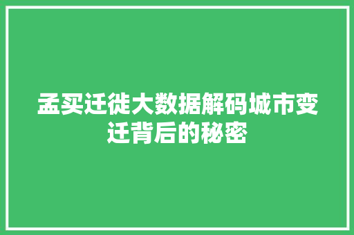 孟买迁徙大数据解码城市变迁背后的秘密  第1张