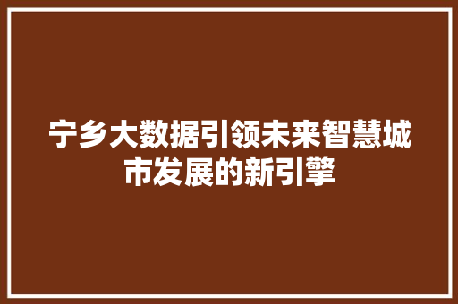 宁乡大数据引领未来智慧城市发展的新引擎  第1张