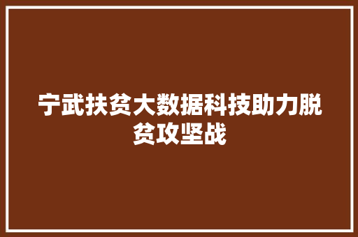 宁武扶贫大数据科技助力脱贫攻坚战  第1张