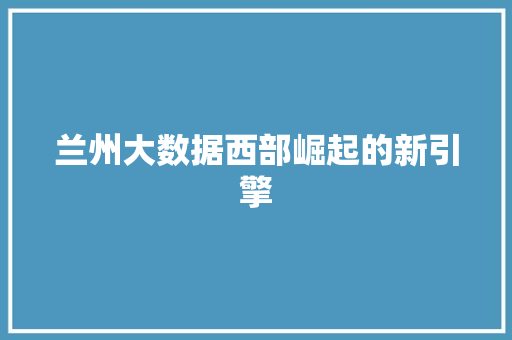 兰州大数据西部崛起的新引擎
