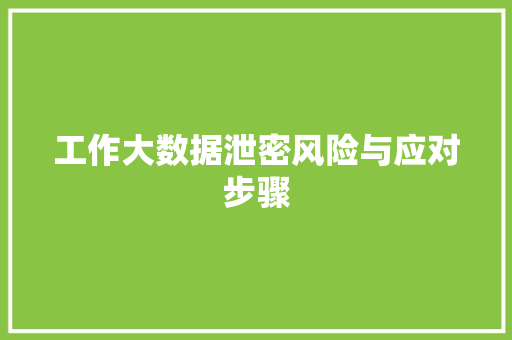 工作大数据泄密风险与应对步骤  第1张