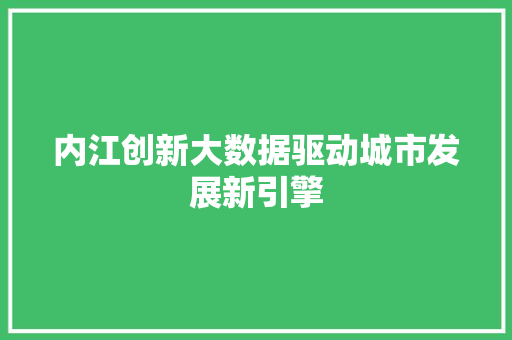 内江创新大数据驱动城市发展新引擎