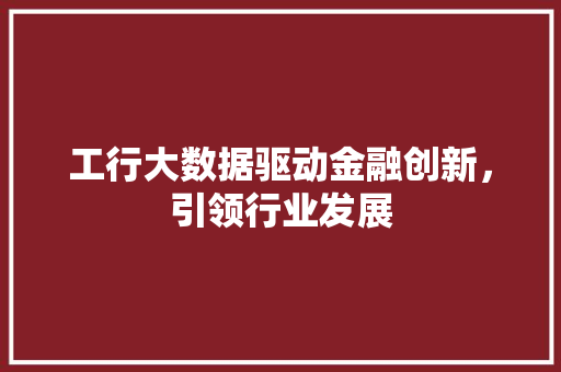 工行大数据驱动金融创新，引领行业发展