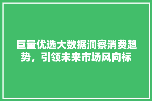巨量优选大数据洞察消费趋势，引领未来市场风向标