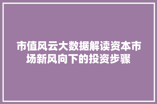 市值风云大数据解读资本市场新风向下的投资步骤  第1张