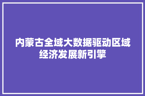 内蒙古全域大数据驱动区域经济发展新引擎  第1张