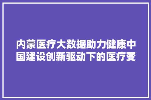 内蒙医疗大数据助力健康中国建设创新驱动下的医疗变革  第1张