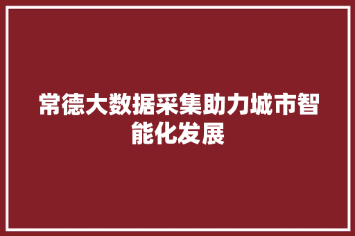 常德大数据采集助力城市智能化发展