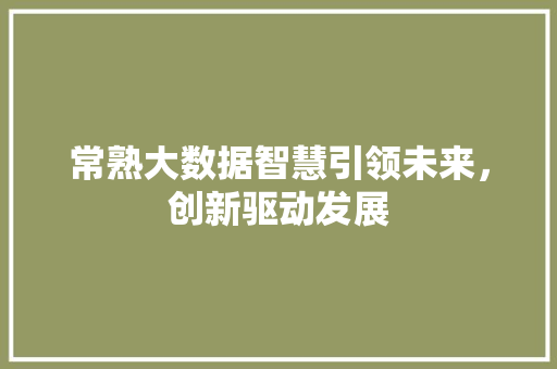 常熟大数据智慧引领未来，创新驱动发展
