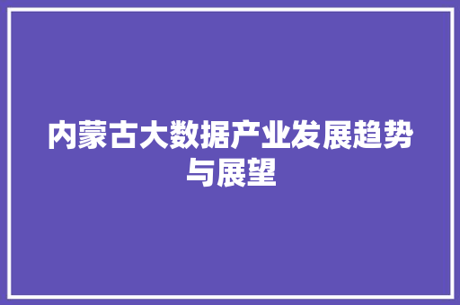 内蒙古大数据产业发展趋势与展望  第1张