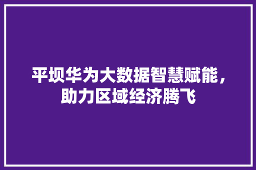 平坝华为大数据智慧赋能，助力区域经济腾飞  第1张