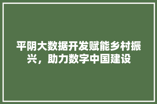 平阴大数据开发赋能乡村振兴，助力数字中国建设  第1张