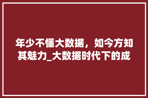 年少不懂大数据，如今方知其魅力_大数据时代下的成长与反思  第1张
