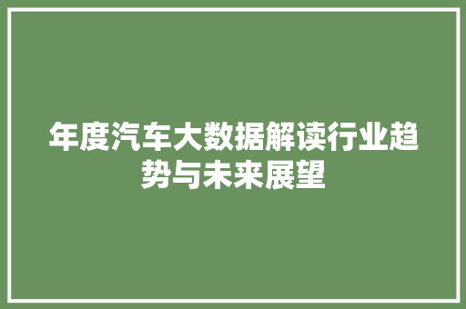 年度汽车大数据解读行业趋势与未来展望