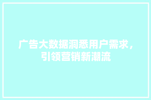 广告大数据洞悉用户需求，引领营销新潮流  第1张
