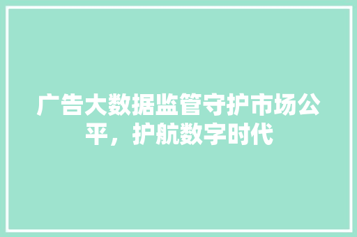 广告大数据监管守护市场公平，护航数字时代  第1张