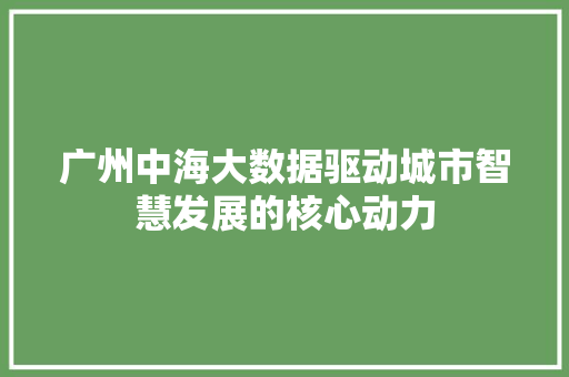 广州中海大数据驱动城市智慧发展的核心动力