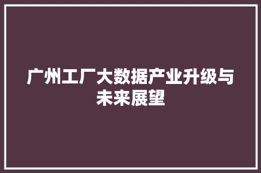 广州工厂大数据产业升级与未来展望