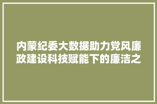 内蒙纪委大数据助力党风廉政建设科技赋能下的廉洁之路  第1张