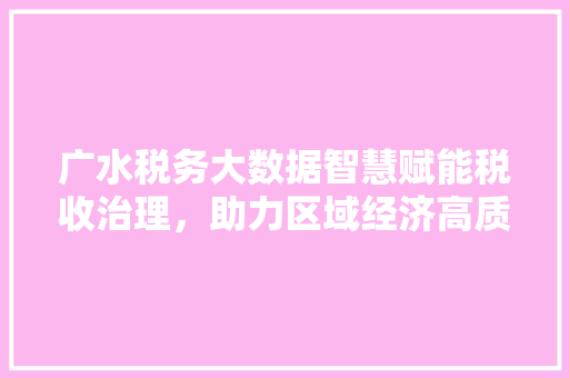 广水税务大数据智慧赋能税收治理，助力区域经济高质量发展  第1张