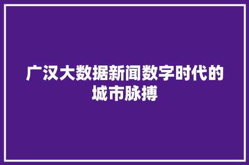 广汉大数据新闻数字时代的城市脉搏  第1张
