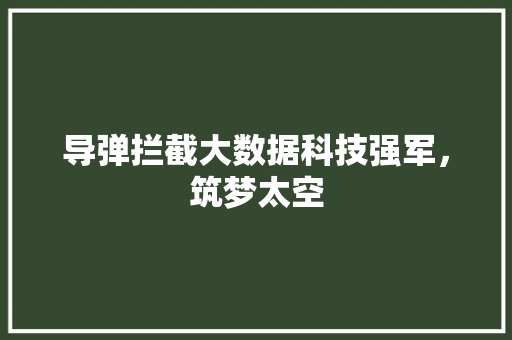 导弹拦截大数据科技强军，筑梦太空