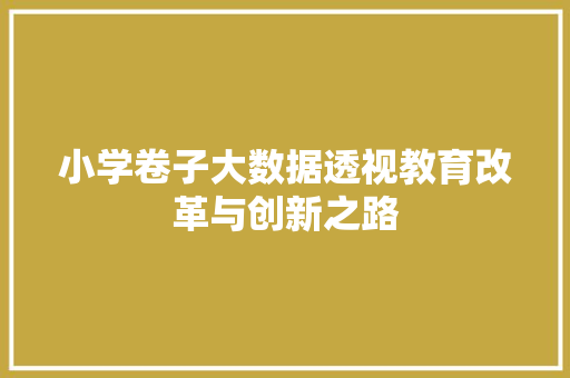 小学卷子大数据透视教育改革与创新之路  第1张