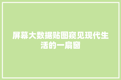 屏幕大数据贴图窥见现代生活的一扇窗