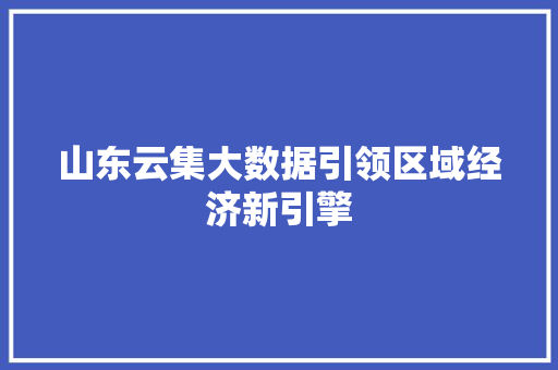 山东云集大数据引领区域经济新引擎  第1张
